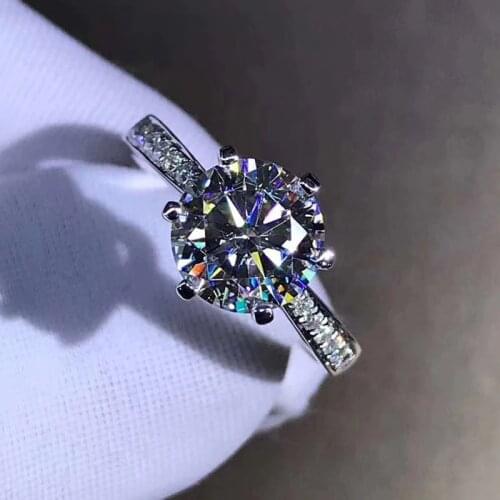 9K White Gold Ring 1ct 2ct 3ct Round Cut Moissanite Classic Wedding Party Engagement Anniversary Jewelry Gift