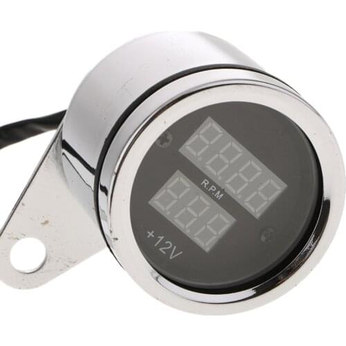 Red & Blue LED Display Motorcycle Tachometer Voltmeter Gauge Waterproof