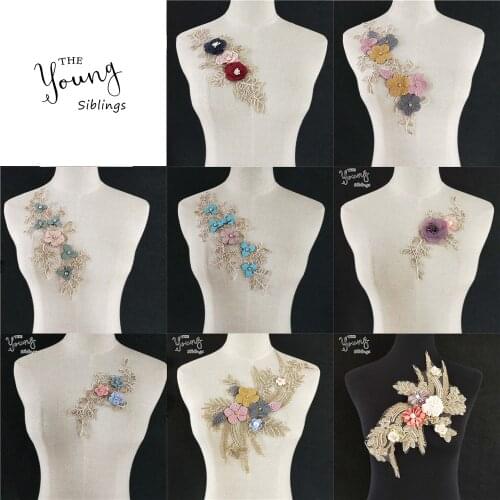 3D Flower Lace Collar Clothing accessories Fine lace Neckine embroidery DIY fashion Lace Fabric costume supplies sewing craft