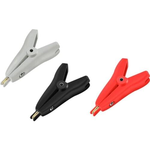 Alligator Clips Electrical Test Clamps Helper Battery Current Clip with Protective Insulation Cover, Brass Gold Plated