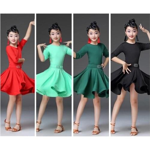 2021 New Childrens Velvet Latin Dance Dresses Ballroom Tango Salsa Costume Rumba Cha Cha Skirt For Kids Girls Dancewear