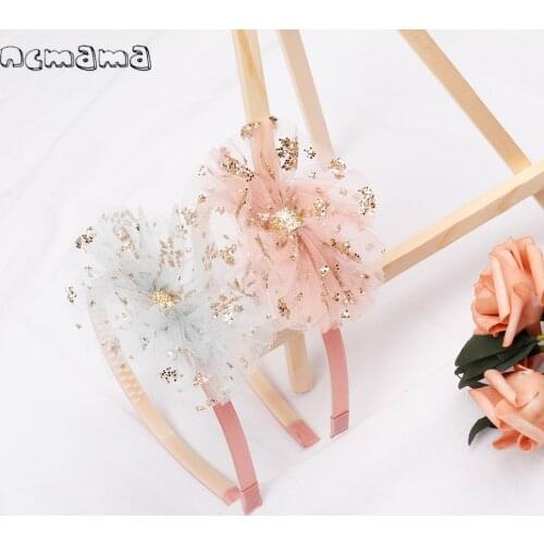 Ncmam 4.5" Korean Princess Lace Hairband Floral Bow-knot Hair Hoop Lovely Elastic Band Headwear For Girls Hair Accessories