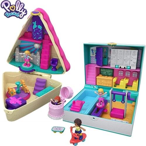 Original Toy Polly Pocket Treasure Box Birthday Cake Dolls for Girls Family Toys Mini Polly World Toys for Children Dream Bags