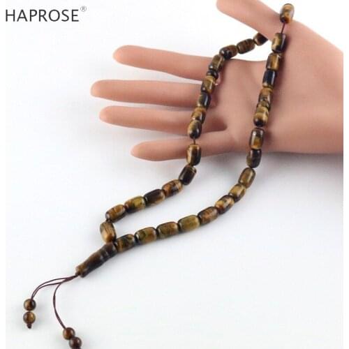 Original natural stone jewelry 33 beads tiger eye stone oval column 8*11mmTasbih Allah accessories bracelet free shipping