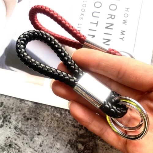 Lanyards Luxury Car KeyChain Lanyard Woven Leather Men Women Key Rings Holder Bag Pendant Lanyard for keys Straps Rope
