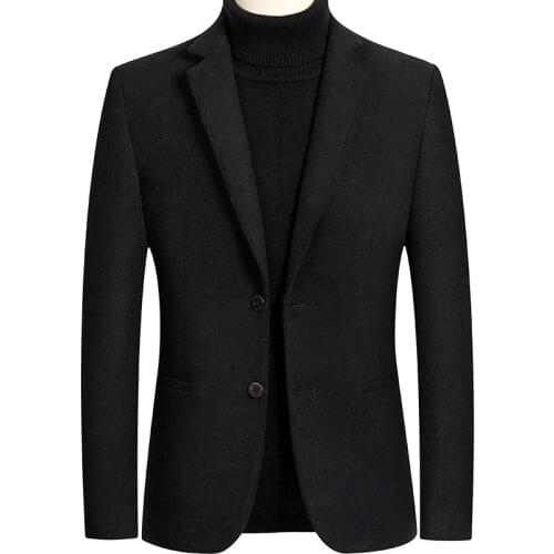 Woolen mens suits 2021 autumn and winter new woolen mens jackets casual black small suits mens single suits mens clothing