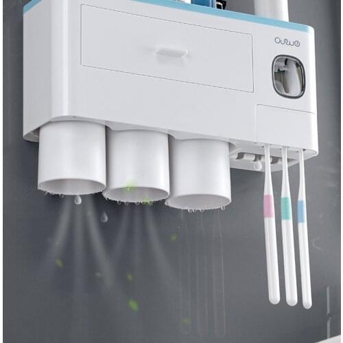 Storage rack for wall accessories of toothpaste automatic distribution box equipped with assembly . Joint bathroom accessories