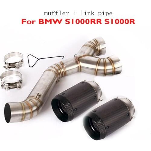 Motorcycle Exhaust System Carbon Fiber Tips Link Pipe Connector Section Link for BMW S1000RR 2010-2014 S1000R 2010-2016