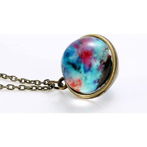 Universe In a Necklace Double-sided Glass Ball Necklaces Pendants For Women Boy Girl Gifts