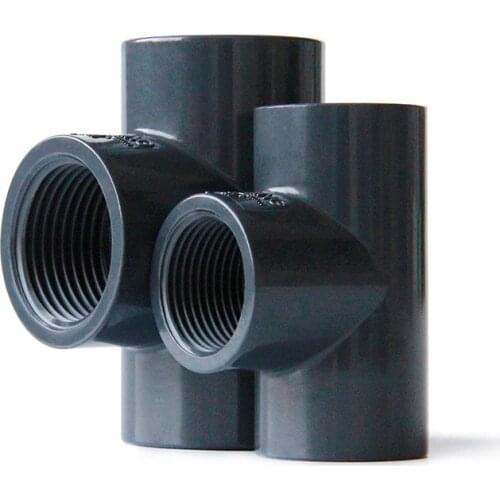 1/3pcs 1/2"-2"PVC Pipe Thread Tee connector Irrigation 3 Way Joint T-type Tube Adapter Aquarium Garden DIY Supply
