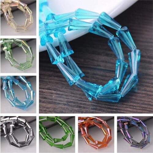 10pcs 15x8mm Teardrop Cone Shape Faceted Crystal Glass Loose Spacer Beads for Jewelry Making DIY Crafts