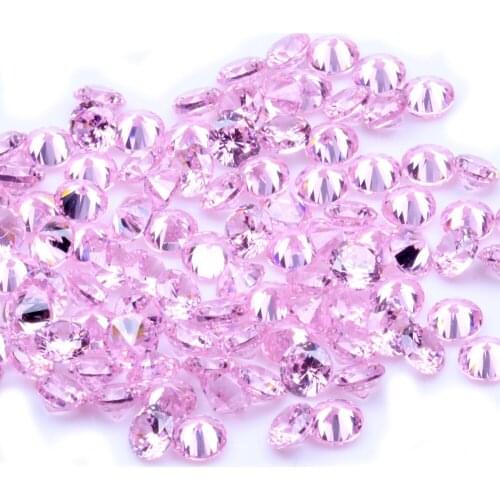1000pcs AAAAA+ 0.8-4mm CZ Stone Round Cut Beads Pink Color Cubic Zirconia Synthetic Gems For Jewelry