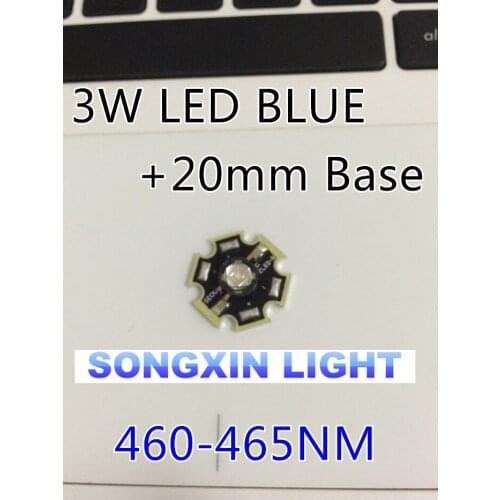2pcs/lot 3w led bears Blue 1W-3W LED super bright 445-455nm high Power Emitter With 20mm Star base