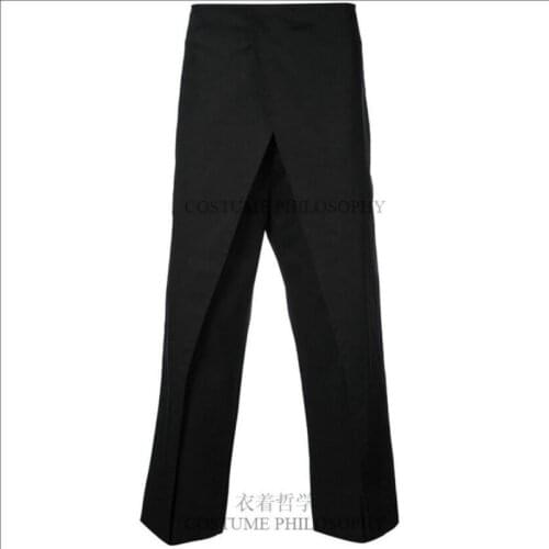 2020 New Design Mens Double Layer Casual Nine Points Pants Hairstylist Spliced Split Trousers 27-44 Plus Size Singer Costumes