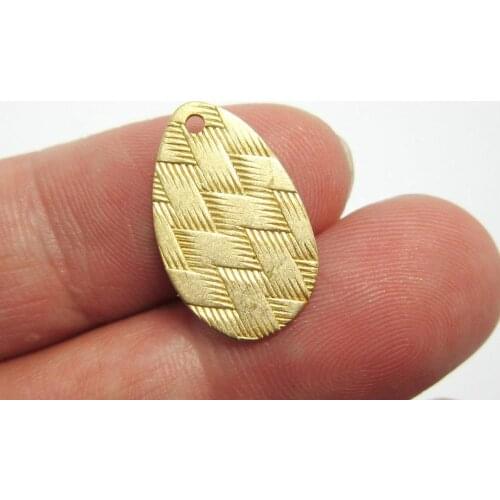 Brass charms 11.5x19mm Earrings drop charms woven pattern raw brass earrings findings -50pcs R930