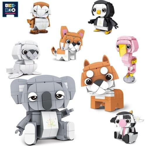 899Pcs City Zoo Cute Animal Baby Toys Owl Corgi Dog Koala Cow Model Set Building Blocks Pet Educational Bricks Toys For Children