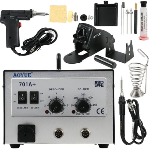 AOYUE 701A+ Brand 2 In 1 BGA Desoldering Station Electric Vacuum Desoldering Pump Solder Sucker Gun +Soldering Station 220V