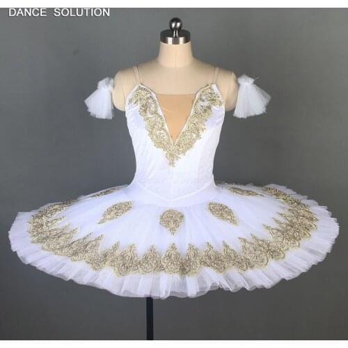 White Velvet Top V-neck Applique Dancing Tutu Pancake Ballet Tutus Girl Adult Stage Show Costumes Ballerina Dance Wears BLL084