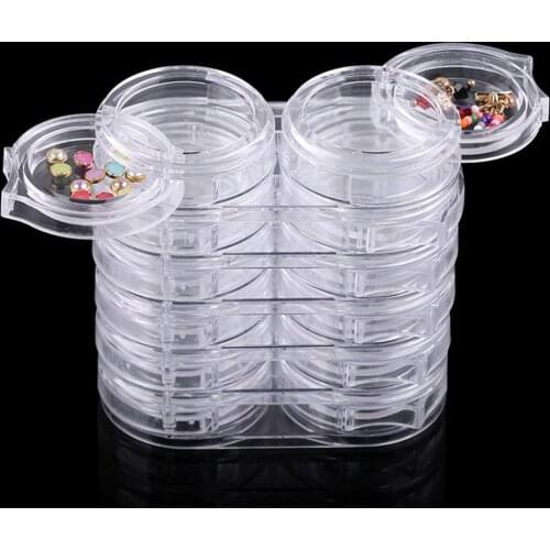 BQAN 6 Layer 12 Grid Nail Art Tools Powder Rhinestone Empty Storage Pot Box Case Removable Plastic Nail Art Organizer Tool