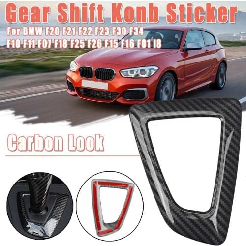 Carbon Look Gear Shift Knob Cover Stickers For BMW F20 F21 F22 F23 F30 F34 F10 F11 F07 F18 F25 F26 F15 F16 F01 I8