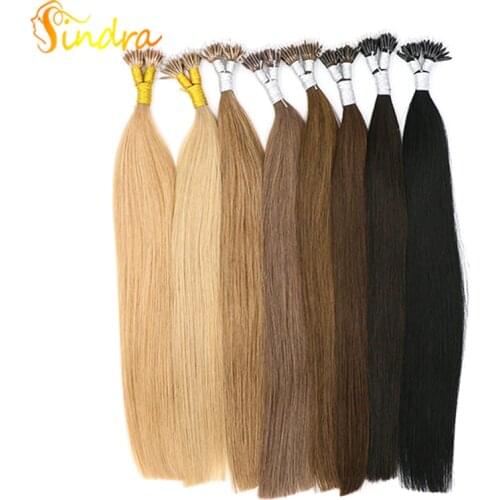 Sindra Nano Links Human Hair Extensions 1g/Pc 14"-24" Keratin Straight Remy Hair Nano Ring Hair 50g 100g/Pack
