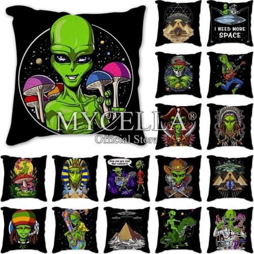 Alien Pillow Case Decor Faggot Cartoon Cushion Cover for Sofa Home Car Pillowcase 45x45cm For Sofa Chair Home Decorative
