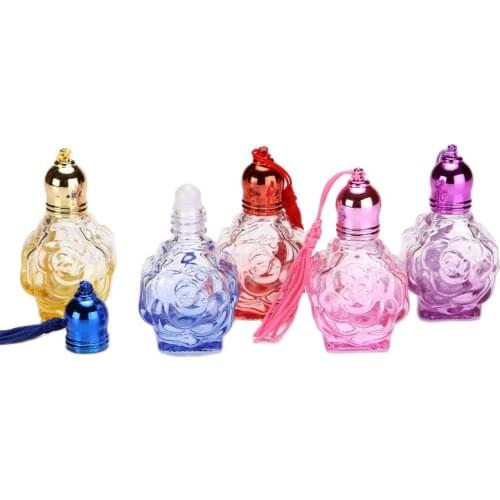 Colorful Roller Ball Bottle Portable Essential Oil Vial Gorgeous Points Bottling Glass Perfume Bottle Makeup Tools 25pcs/lot