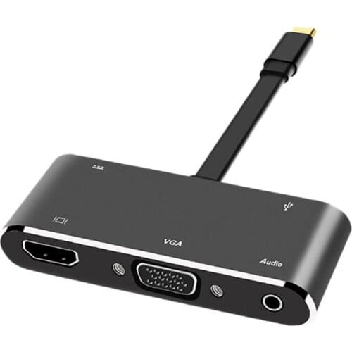 5 in 1 USB C Hub Docking Station 4K@30Hz HDMI-Compatible VGA PD 60W USB 3.0 Multiport Adapter Dongle for Laptop PC Mac