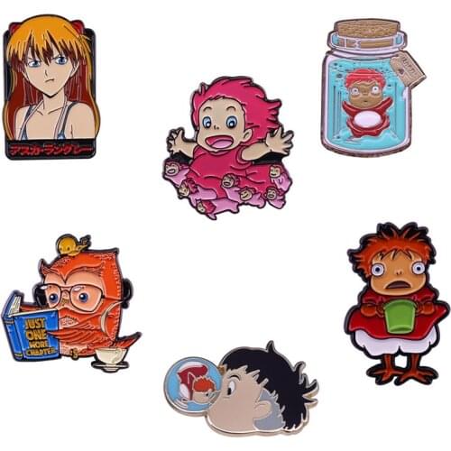 Ponyo on the Cliff by the Sea anime action figure prefect quality metal cute Ponyo broochs children Toys home decoration