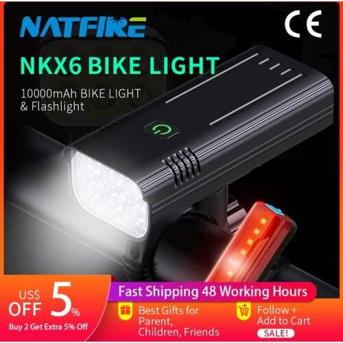 10000-1200mAh Bike Light USB Rechargeable Front Headlight 18650 Battery LED Flashlight for Bicycle Road MTB Lamps Bicycle Light