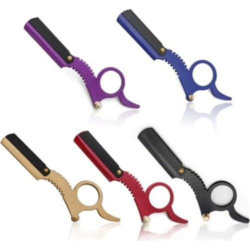 Hot sale 1 Pcs Straight Edge Barber Razor Beard Shaving Thumb Stainless Steel Blade Holder