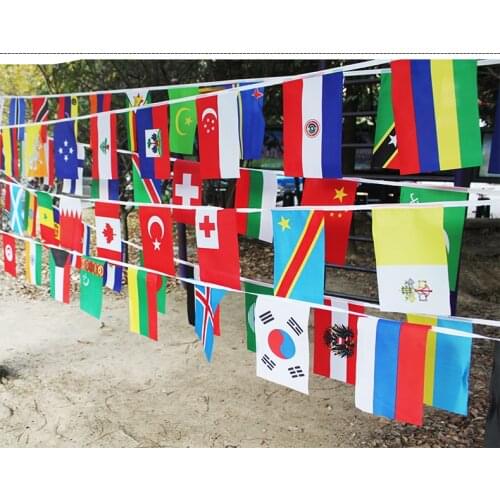 KAFNIK,8#14*21cm String flag 50pcs, 100pcs,200pcs countries around the world nations flag small flag for decoration