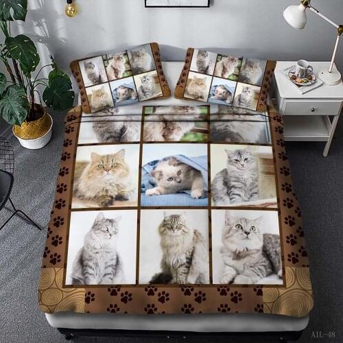 3D Cat Wolf Bedding Set King Size Cute Dog Owl Elephant Tiger Leopard Printing Duvet Cover Set Queen Comforter Bed Cover Set