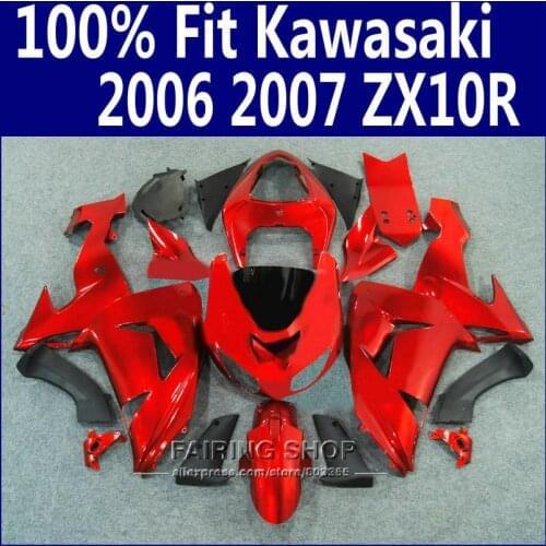 Red zx10r 2006 2007 Fairings For Kawasaki Ninja Full plastic parts Fairing ZX-10R 06 07 kit EMS free x15