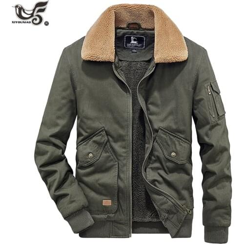 Winter Bomber Jacket Men Air Force Pilot Cotton Jacket Warm Streetwear Army Tactical Fleece Cargo Coats Parkas Men Clothing