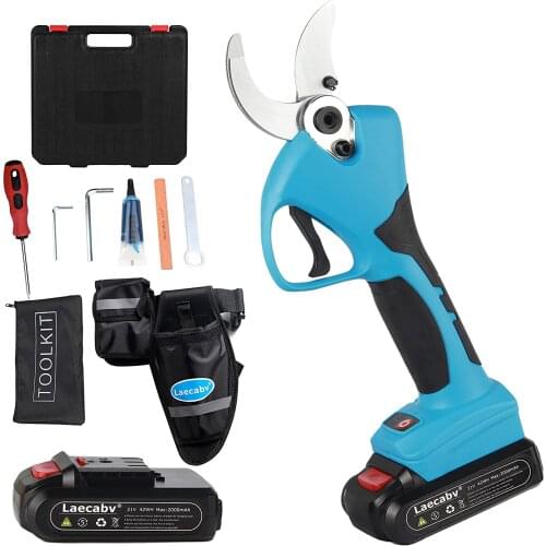 Laecabv Electric Pruning Shears, 21V Electric Progressive Cut Secateur Scissor 40mm Diameter Opening Scissors Electric Shears