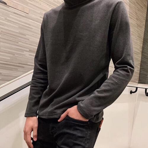Mens T-Shirt New German cashmere knitting double side cashmere autumn and winter half high collar warm