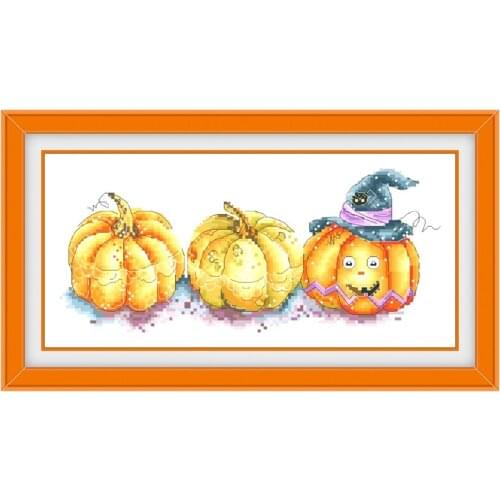 Halloween pumpkin cross stitch kit holiday aida fabric 18ct 14ct 11ct unprint canvas cotton thread embroidery kits DIY craft set