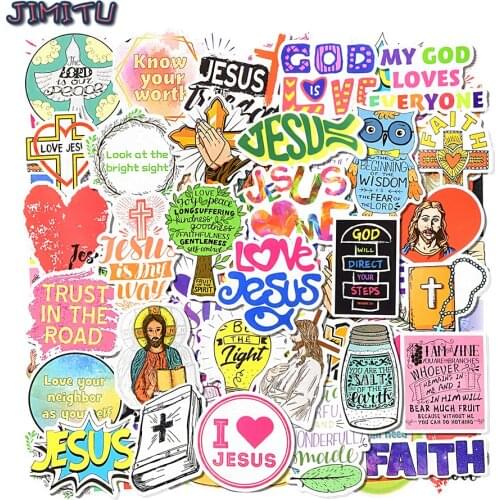 50 PCS Jesus Christian Stickers Aesthetic Religion Sayings Sticker Waterproof DIY Laptop Notebook Suitcase Bike Blessing Gifts