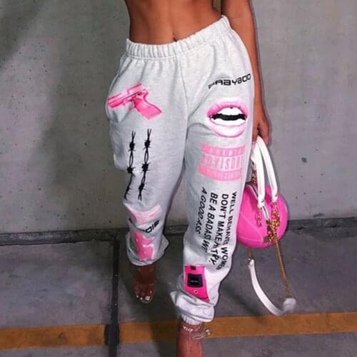 2021 new summer hip-hop pattern sports pants women jogging pants Harajuku high waist loose casual pants sports pants women