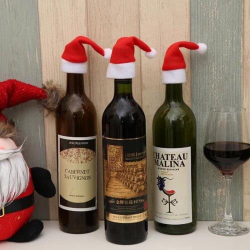 New Year Wine Bottle Cover Little Hat For Christmas Bottle Decorations Kids Gift Merry Christmas Bar Table Decor LX8728