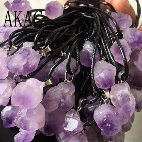 10pendants approx12-18mm Natural freedom shape irregular amethyst pendant with rope send randomly wholesale
