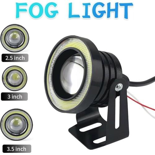 2pcs Angel Eyes Fog Lamp Car COB 2.5 3.0 3.5 Inch LED Fog Light Angel Eyes DRL Driving Projector Signal Daytime Running Lights