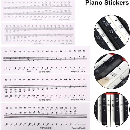 Transparent Detachable Music Decal Notes Piano Keyboard Stickers 88/61/54/37/32 Key Electronic Piano Spectrum Sticker Symbol