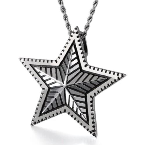 Stainless steel five-pointed star drop oil titanium steel pendant European and American fashion lucky star popular jewe