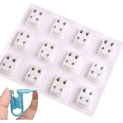 24pcs=12Pairs+1pc Ear Piercing Steel Ear Studs Earrings Set Earrings Piercing Tool Kits Women Jewelry Piercing Stud Earring