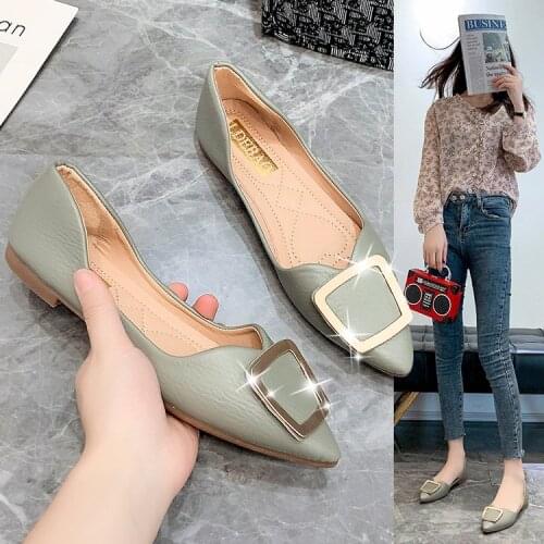 Pointed Toe Woman Flats Slip on Shoes for Women Leather Casual Shoes 2021 Fashion Women Loafers Women Barefoot Shoes Chaussures