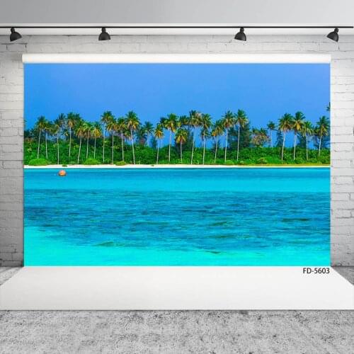 Sea Coconut Trrees Scenery Photographic Backdrop Vinyl Cloth Fond Background Photo Studio for Portrait Children Baby Photocall