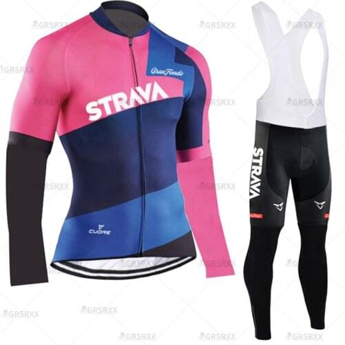 STRAVA Women Bike Cycling Uniform Spring Racing Anti-UV Suit Long Sleeve Profession Cycling Wear Anti-Pilling Cycling Jersey Set
