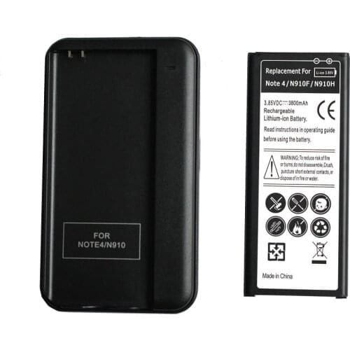 1PCS 3800mAh EB-BN910BBE /U/K Replacement Battery + Wall Charger For SamSung Galaxy Note 4 IV SM-N910 N910F N910 N910H N910S